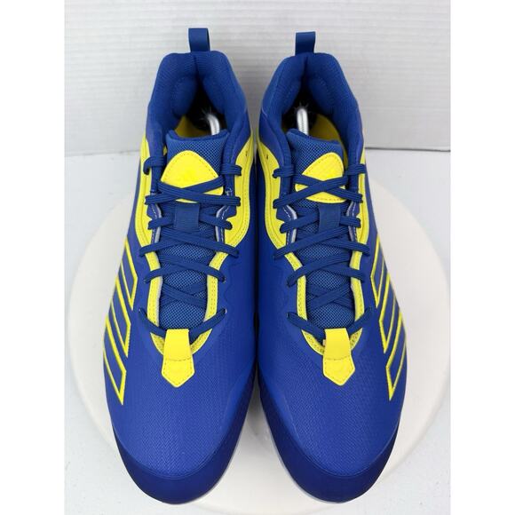 Adidas Icon V Bounce Mens Size 12 Baseball Softball Metal Cleats Blue Yellow NEW - Picture 2 of 11